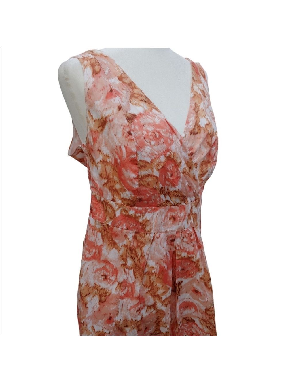 Lands' End New Cotton Floral Dress with Wrap V-Neck in Peach Multi size 14 NWT - Picture 9 of 16